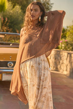 Sheer Lightweight Knit Cropped Poncho Sweater Taupe | Promesa