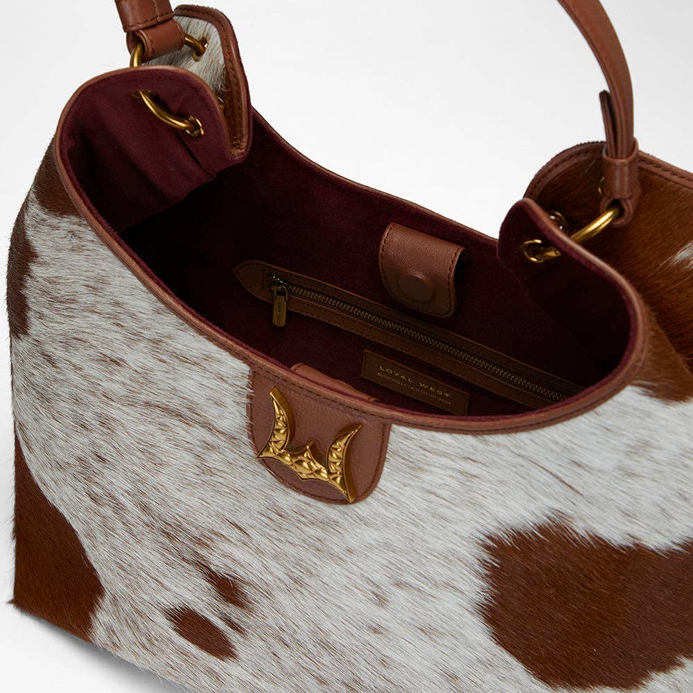 Loyal West | Large Purse - In Brown & White Cowhide & Calfskin