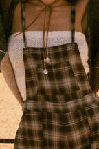 Plaid Flannel Wide-Leg Overall Jumpsuit | Promesa