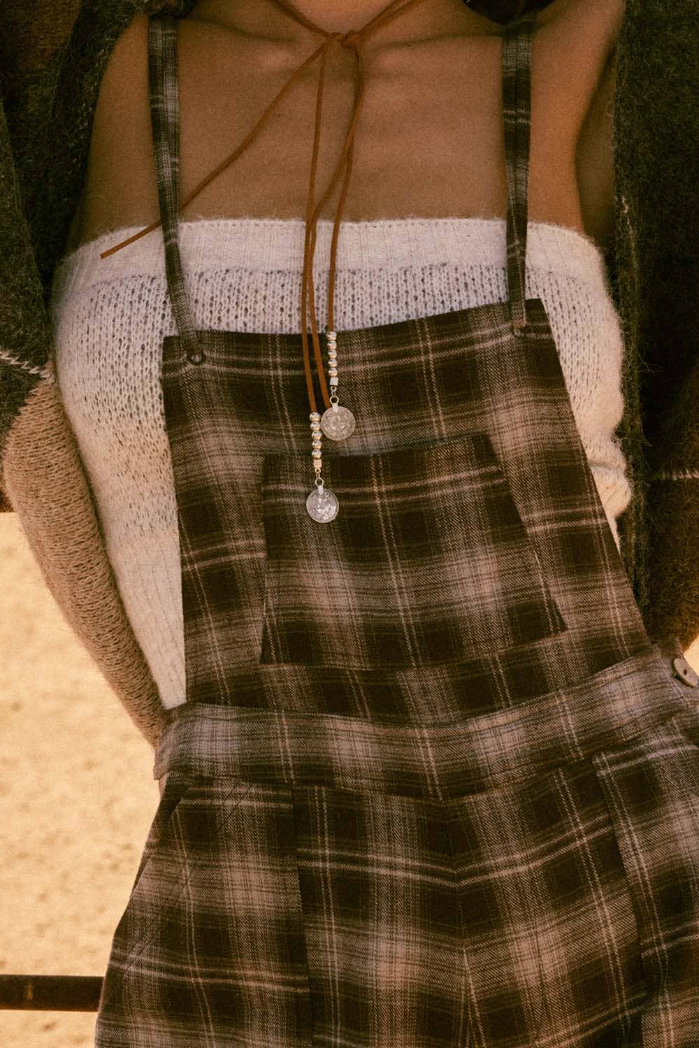 Plaid Flannel Wide-Leg Overall Jumpsuit | Promesa