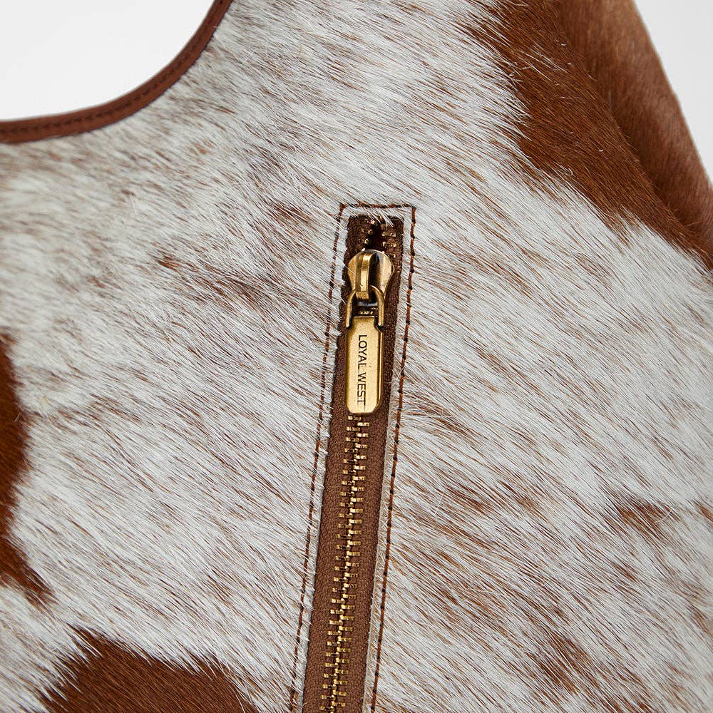Loyal West | Large Purse - In Brown & White Cowhide & Calfskin