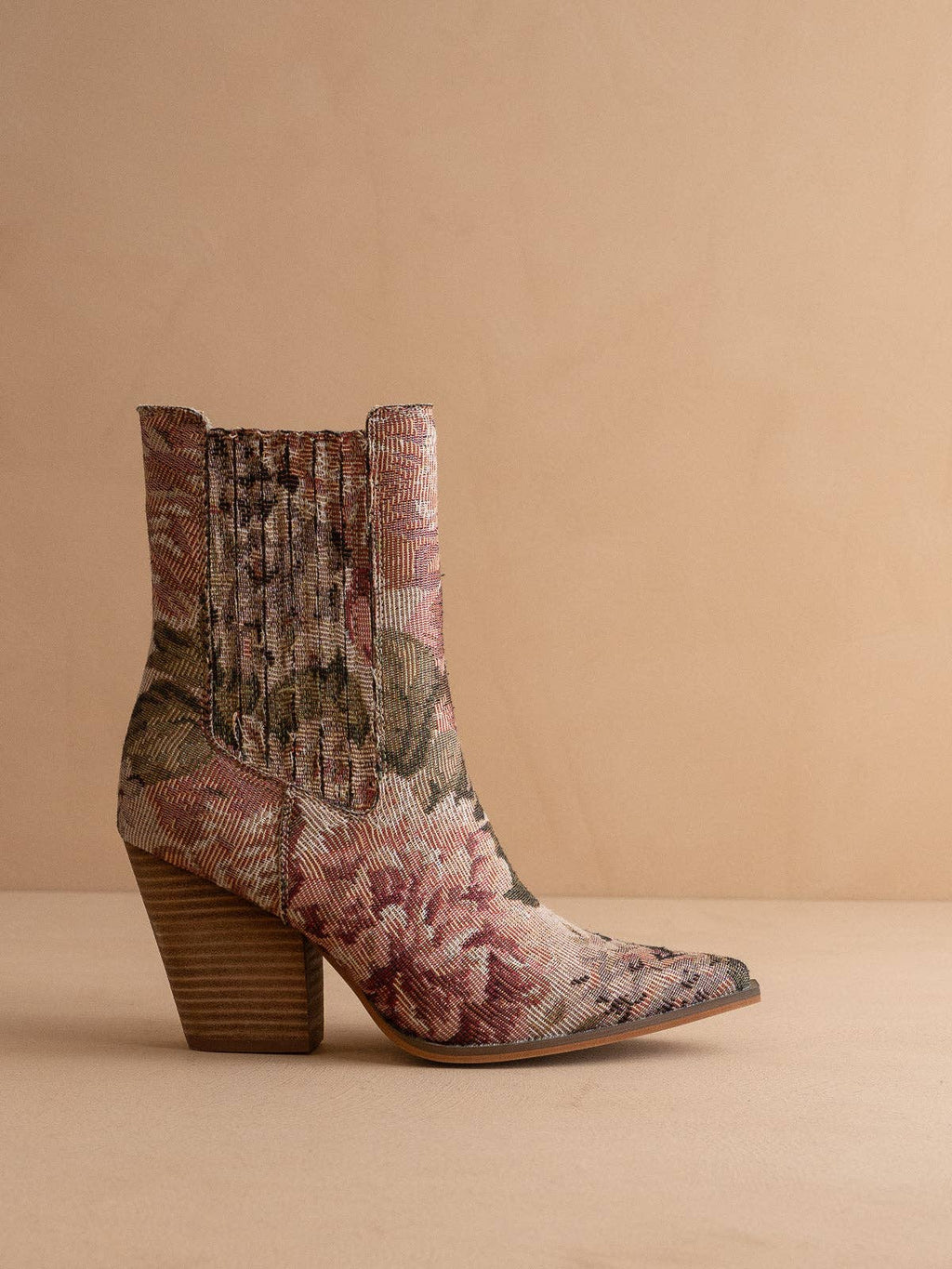 The Lydia | Mauve Tapestry Suede Pointed Toe Western Bootie