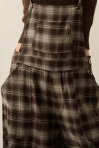 Plaid Flannel Wide-Leg Overall Jumpsuit | Promesa