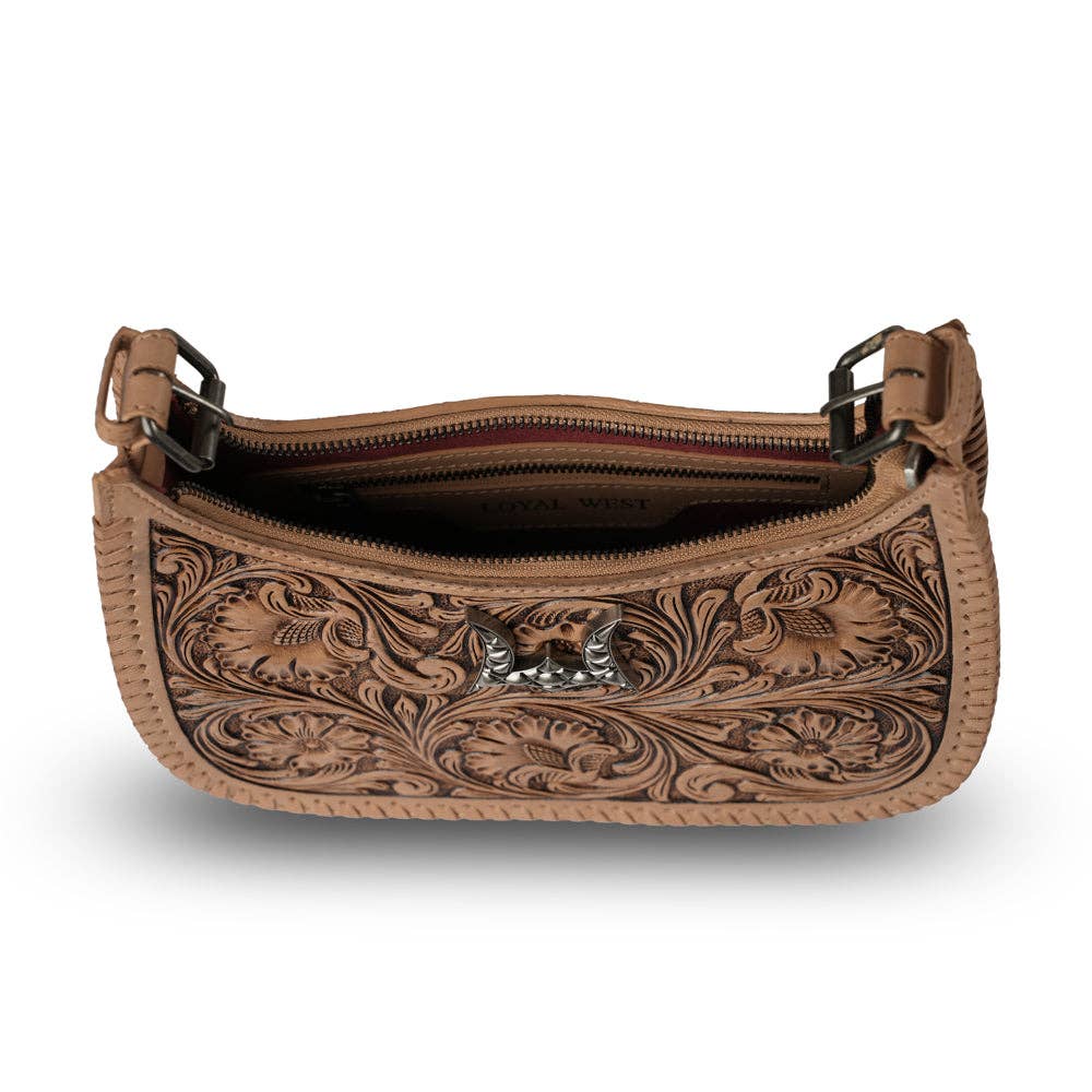 Loyal West | Handtooled Dannia Large Purse - Saddle Brown