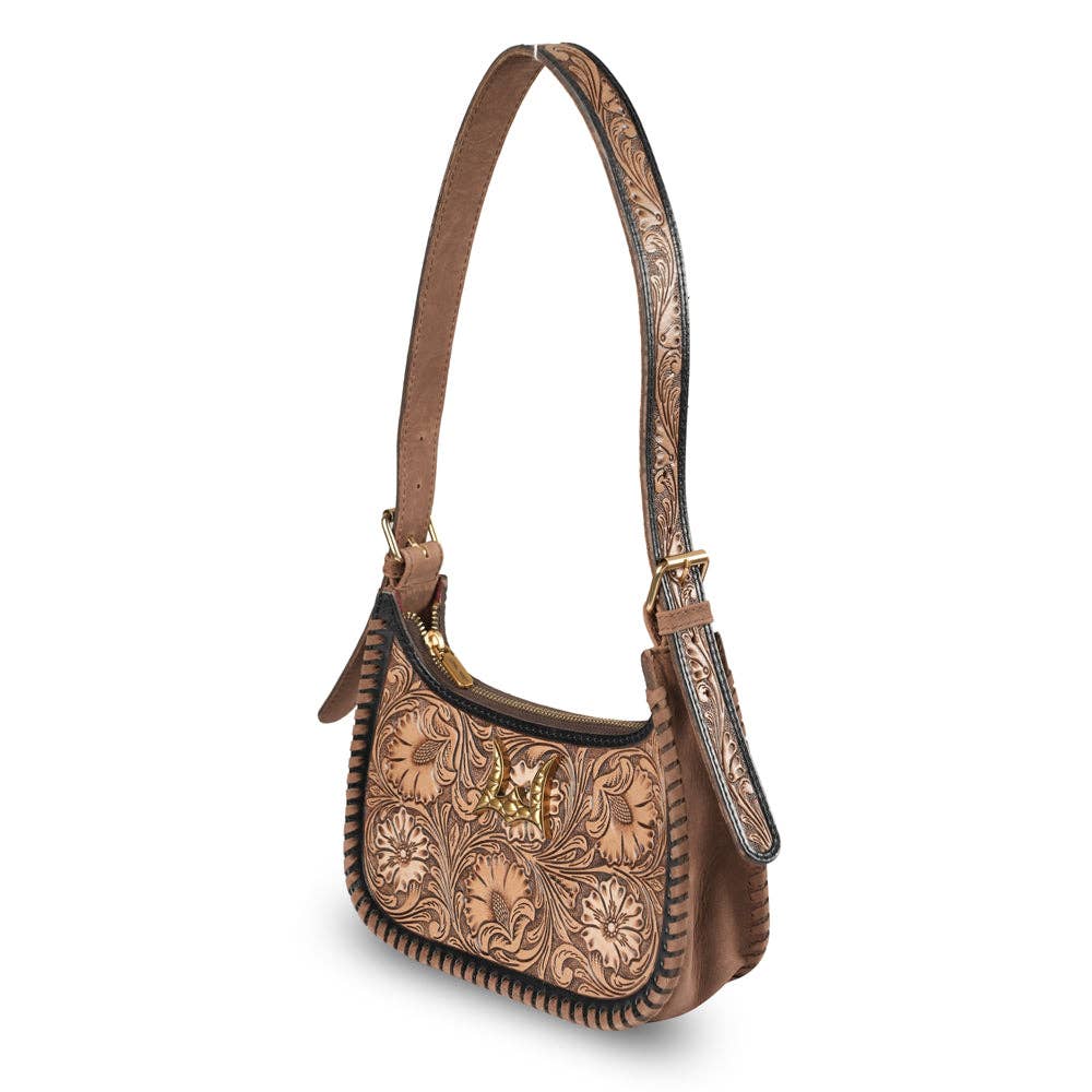 Loyal West | Handtooled Dannia Medium Purse - Distressed Brown