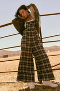 Plaid Flannel Wide-Leg Overall Jumpsuit | Promesa