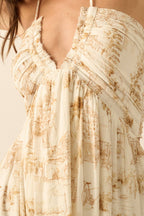 Scenic-Print Toile Tie-Back Halter Maxi Dress | Promesa