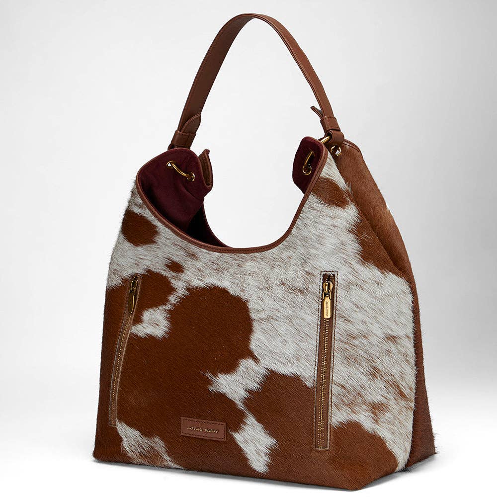 Loyal West | Large Purse - In Brown & White Cowhide & Calfskin