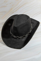 Faux Leather Chain Strap Western Cowboy Hat