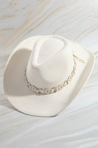 Faux Leather Chain Strap Western Cowboy Hat
