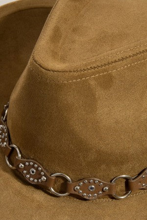 Faux Leather Chain Strap Western Cowboy Hat