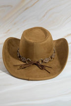 Faux Leather Chain Strap Western Cowboy Hat