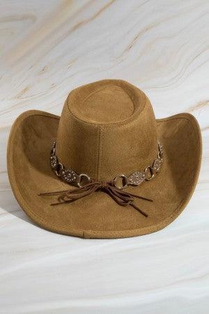 Faux Leather Chain Strap Western Cowboy Hat