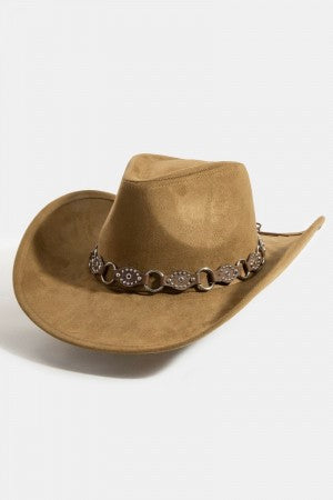 Faux Leather Chain Strap Western Cowboy Hat