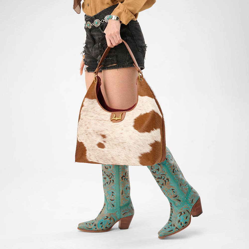 Loyal West | Large Purse - In Brown & White Cowhide & Calfskin