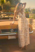 Scenic-Print Toile Tie-Back Halter Maxi Dress | Promesa