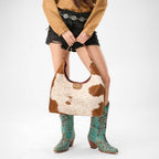 Loyal West | Large Purse - In Brown & White Cowhide & Calfskin